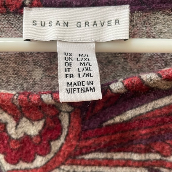 Susan Graver Poncho M\L Wine Color Beautiful Fringe - Picture 4 of 5